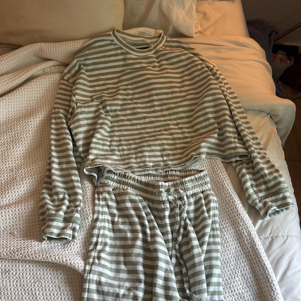 Striped Green and White loungewear - top only
